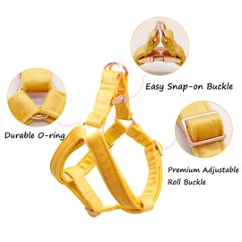 ARING PET Yellow Dog Harness, Soft and Comfortable Velvet Dog Harness with Adjustable Heavy Duty Metal Buckle for Boy and Girl Dogs, X-Small