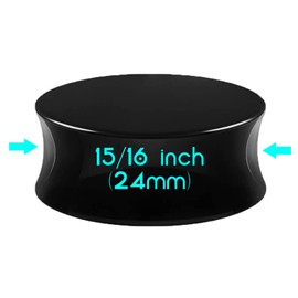 Mesnt 2PCS Acrylic Tunnels Double Flare 24mm Tunnels Kit Ear Gauges Plugs 15/16 inch Black Round Shape Piercing Tunnels Flexible Ear Stretching Gauge Expander, Black