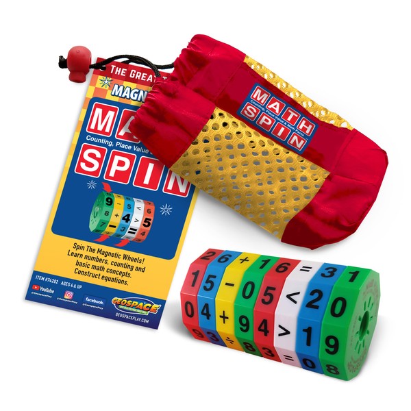 Original Math Spin Travel Edition - Handheld Magnetic Number & Equation Game with Storage Pouch