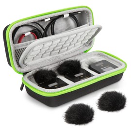 YOUSHARES Hard Carring Case with 2 Packs Windscreen Muff for Røde Wireless Go II Microphone - Flocking Mic Carring Case Windshield Compatible with Rode Wireless GO 2 Microphone