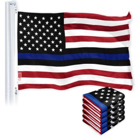 G128 5 Pack: Blue Lives Matter Flag | 3x5 Ft | LiteWeave Pro Series Printed 150D Polyester | Duty and Honor Flag, Indoor/Outdoor, Vibrant Colors, Brass Grommets, More Durable Than 100D 75D Polyester