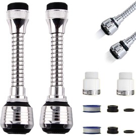 2Pcs Faucet Extender, Tap Aerator, Flexible Faucet Extender, 360 ° Rotating Faucet Attachment, 14.5 cm Faucet Adapter, Tap Sprayer Attachment for Kitchen Sink, Tap Extension for Kitchen and Bathroom