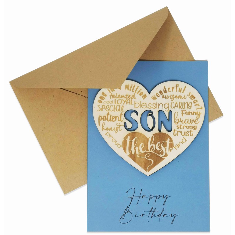 Birthday Card for Your Son with a Special Wooden Keepsake