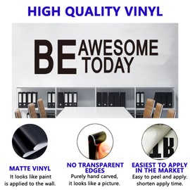 Motivational Quotes Wall Stickers for Gym: Office Inspirational Positive Vinyl Art Wall Decals for Classroom School Bedroom Living Room - Be Awesome Today 25" X 7"