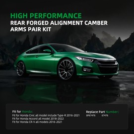 Riyhch 2 Pcs Rear Forged Alignment Camber Arms Pair Kit 67476,for Honda Civic 2016-2021/Accord 2018-2022,for Honda CRV 2016-2021,Pair Left & Right Rear Aluminium Alignment Camber Arms OE BP67476