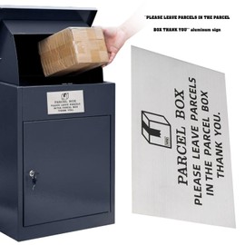 eMagTech 2PCS Aluminum Metal Sign Rust Free Plaque Please Leave PARCELS in The Parcel Box Thank You for Deliveries Parcels Post Note Plaque 15X10CM