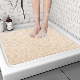 Non-Slip Shower Mat, Loofah Bath Mat, Soft Comfort Shower Mats, Bath Mat, Shower Mat, Non-Slip Children, Families and Seniors (Beige, 60 x 60 cm)