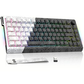 Womier 75% Wireless Mechanical Gaming Keyboard with Topographic Strap,QMK/VIA Creamy Keyboard, RGB Custom Hot Swappable Key Board, PBT Keycaps for Windows & Mac - POM Linear Switch(Q75)