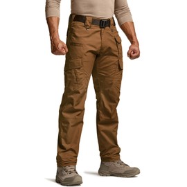 CQR Men's Tactical Pants, Water Resistant Ripstop Cargo Pants, Lightweight EDC Work Hiking Pants, Outdoor Apparel, Duratex Mag Pocket Copper Brown, 34W x 30L