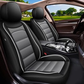 IKABEVEM Car Seat Covers Fit for Honda Insight 2010-2024 2025: Full Set Luxury Leather Automotive Seat Covers, Car Seat Protector(5 Seats, Black&Grey)