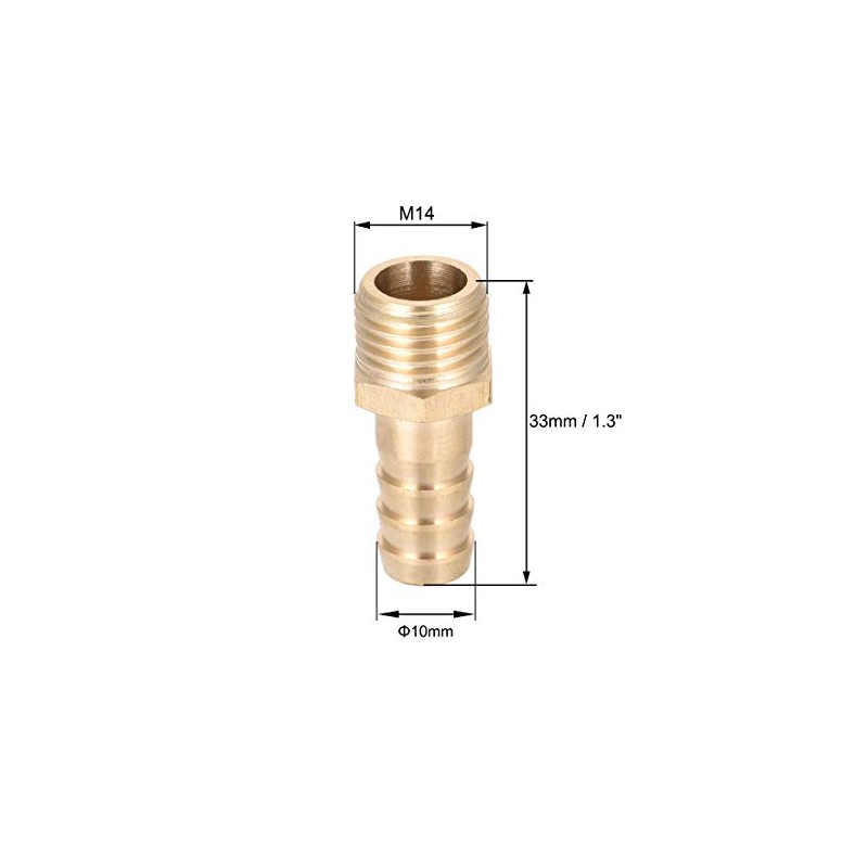 sourcing map Brass Fitting Connector Metric M14-1.5 Male to Barb