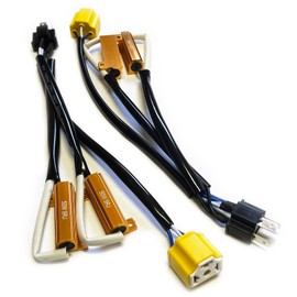 O-NEX H4 9003 Kit de resistencia de carga LED 50 W 8 ohmios Adaptador de arnés de relé de foco para faros delanteros antiparpadeo, decodificador de error y cancelación de advertencia
