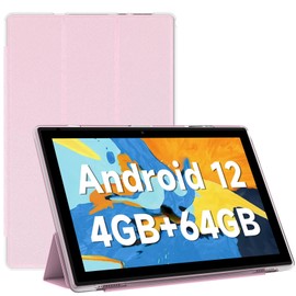 RUIQIAI Tablet 10.1 inch Android 12 Tablet, 4GB+64GB+1TB Expand, 1280 * 800 IPS HD Touch Screen Tablet with case, Quad-Core, 6000mAh Battery, Dual Camera, Wi-Fi, BT, Pleasure and Work (Pink)