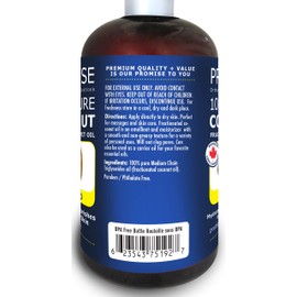 Promise Orthomolecular Nutraceuticals 500ml (16oz) PURE COCONUT FRACTIONATED MCT OIL, Moisturizes & Nourishes Hair, Face and Skin, UV Protected, Non GMO, Made in Canada (500ml)