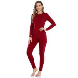 WEERTI Thermal Underwear for Women Long Johns with Fleece Lined, Base Layer Women Cold Weather Top Bottom Red