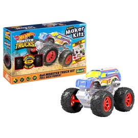 Revell 50317 Monster Truck Racing #1, Toy Car 1:32 with Jumping Jump, Hot Wheels Maker, Assemble and Drive, with Pull Back Motor, White/Blue