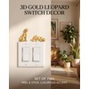 2 Pack 3D Resin Gold Cheetah Light Switch Wall Decor