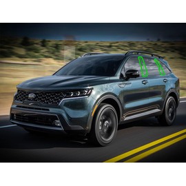 Rvinyl Pillar Post Window Trim Compatible with Kia Sorento 2016-2021 - Gloss (Black)