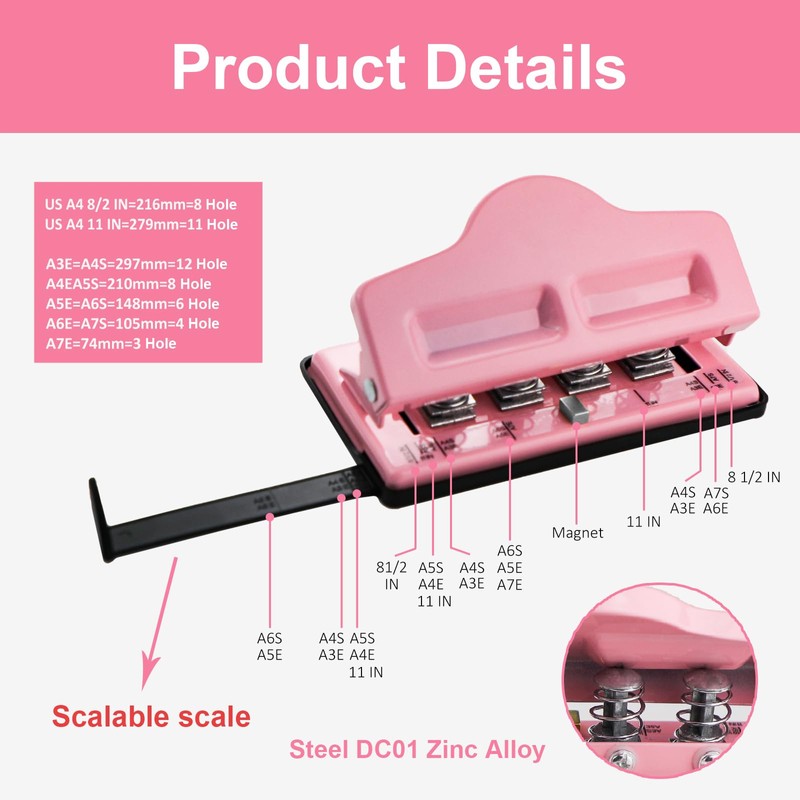 Mushroom Hole Punch, 4 Holes Mushroom Paper Puncher for Bound