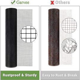 Black Hardware Cloth 1/4 Inch 36 in x 50 ft 23 Gauge PVC Coating Wire Mesh Rolls Vinyl Coated Welded Chicken Wire Fencing for Home and Garden Fence and Home Improvement Project