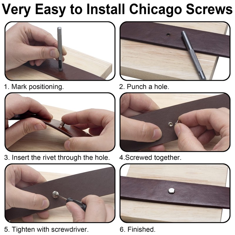 YORANYO 110Sets Chicago Screws Leather Rivets Assorted Screw Rivets Chicago