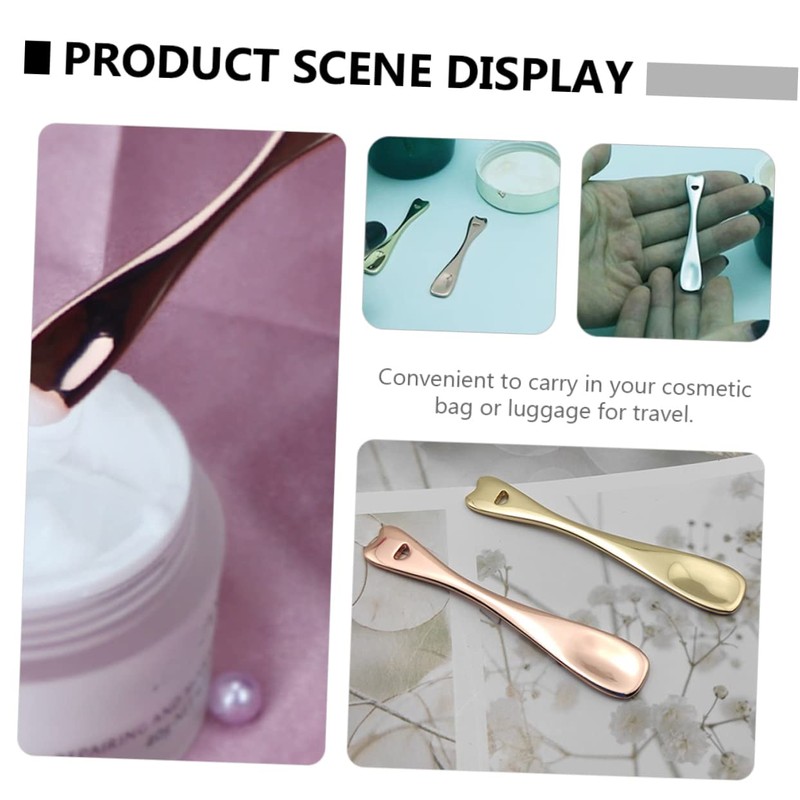 WOONEKY 4pcs Facial Mask Spreader Makeup Spoon Set Metal Cosmetic