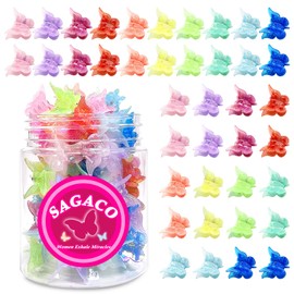 Butterfly Hair Clips for Girls Women, 90s Y2K Hair Accessories, Mini Hair Claw Clips for Thick Hair, Little Girl Kids Cute Thin Fine Hair Styling Claw, Childhood 50 Pcs 10 Color (Neon Jelly Color)