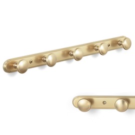 Goo-Ki 1 Pack Champagne Bronze Coat Rack Wall Mount Heavy Duty, Towel Rack Zinc Alloy Coat Hooks Wall Mounted for Bag Hat Clothes Scarf