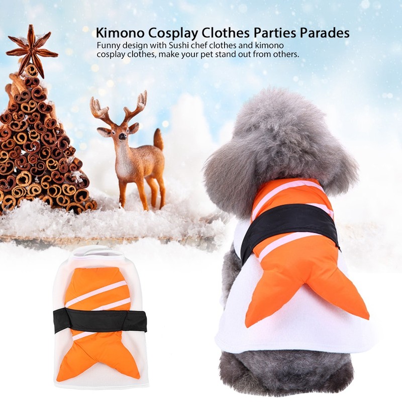 Funny Pet Dog Puppy Sushi Chef Clothes Kimono Cosplay Clothes