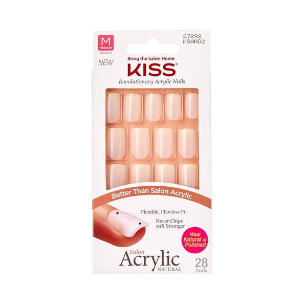 KISS Salon Acrylic Natural Nails KSAN (2 PACK, KSAN02)