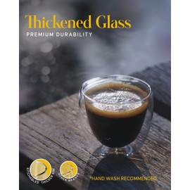 Kitchables Espresso Cups Set of 4, 2.7oz - Durable Double Walled Espresso Shot Glass - Expresso Shots Cup Compatible With Nespresso Machines - demitasse cups - Tasas De Café Expreso