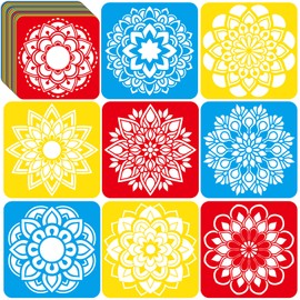 36pcs Mandala Drawing Stencils for Kids 8 Inch Sidewalk Chalk Stencils Painting Large Washable Reusable Mandala Themed Primary Shape Template for Kids Toddlers Preschool
