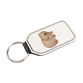 Mr. & Mrs. Panda Wombat Rectangular Keyring Gift Bag Charm Guardian Angel Funny Sayings Good Mood, White
