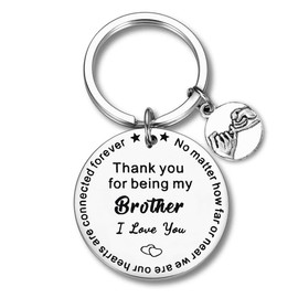 Brother Gifts Keychain from Brother Sister Thank You for Being My Brother Keyring for Brothers Stepbrother Birthday Christmas Presents for BFF Best Friend Friedship Gift