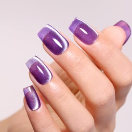 Imtiti Cat Eye Gel Nail Polish, 15ml Lavender Purple Crystal Glitter Cat Eye Gel Polish With Magnet Magnetic Holographic Galaxy Sparkly Soak Off UV Led Manicure