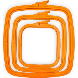 Nurge Orange Plastic Square Embroidery Hoop, Cross Stitch Hoops, Punch Needle Hoop (Set of 3 pcs)