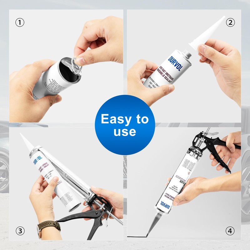 DURVOL Auto Glass Urethane Windshield Adhesive Sealant Pack of 4