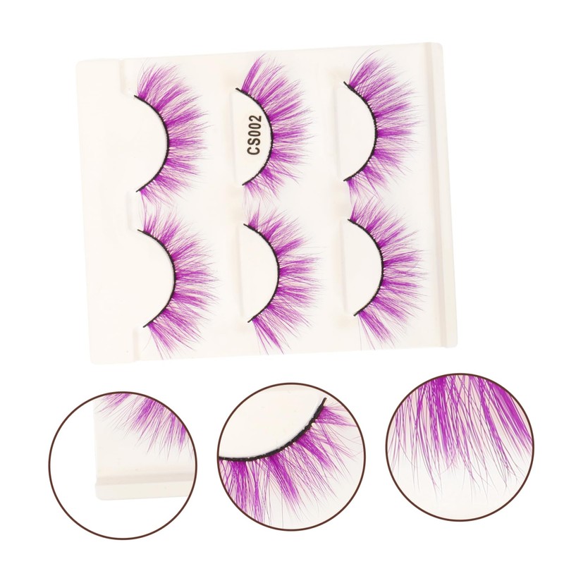 TOVINANNA 3pairs Multi-color Eyelashes Dense Makeup Extensions for for Festivals