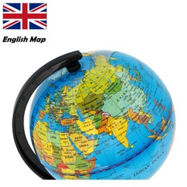 EXERZ 10cm World Globe - English Map - Educational/Geographic/Political, Countries and Capital Cities/Modern Desktop Decoration - ABS Arc and Base - for School, Home, and Office