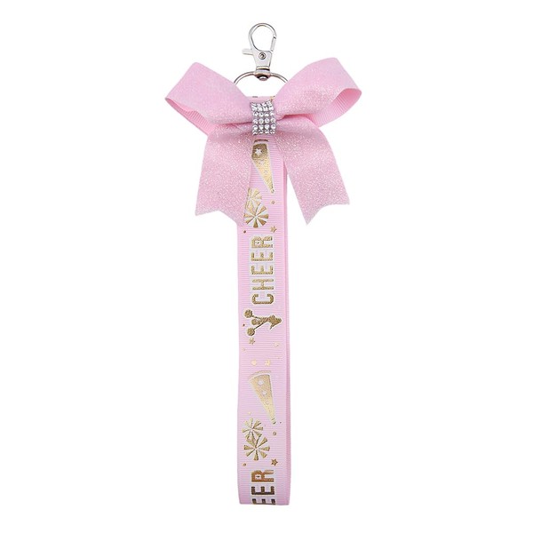 Glitter Cheer Bow Keychain for Backpacks Cheer Pin Holder Keychain