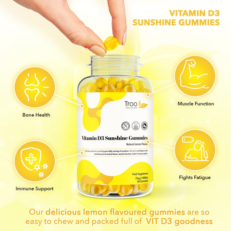 Vitamin D3 Gummies (1000iu) - Natural Lemon Flavoured - 60