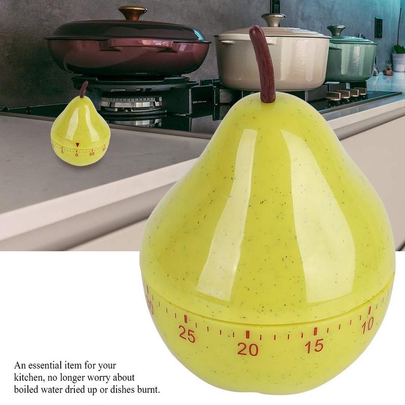 Mechanical Kitchen Timer,60 Minutes Cartoon Pear Timer Countdown Alarm Clock,Mechincal