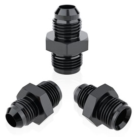 6AN Male Flare to 5/8 x18 Male Thread Inverted Seat Adaptor Aluminum Fittings Black Pack of 3