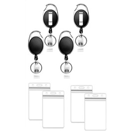 4 Pack Heavy Duty Retractable Badge Holder Reel,and Vertical Id Holder with Badge Reel –,Nurse Badge Reel Retractable,Id Card Holder Plastic