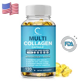 collagenc, Vitamin C, COLLAGEN IV, COLLAGEN V, Collagen, Collagen Multi Collagen Peptides-120 Capsules-Type I,II,III,V,X Anti-Aging Collagen Caps