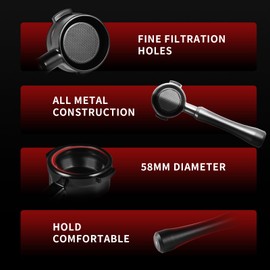 MHW-3BOMBER 58mm Bottomless Portafilter Compatible with La Marzocco Espresso Machines 18g, 2 Ears Espresso Portafilter with Filter Basket, Aluminum Alloy, Black, Astra Collection BP7022L-OS