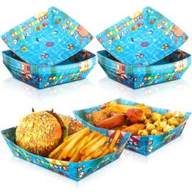 Blushtier 50 Pcs Schools Out for Summer Party Supplies 5 lb Paper Food Trays Large Swimming Pool Paper Serving Snack Trays Hot Dog Trays for School Hello Summer Themed Party Supplies