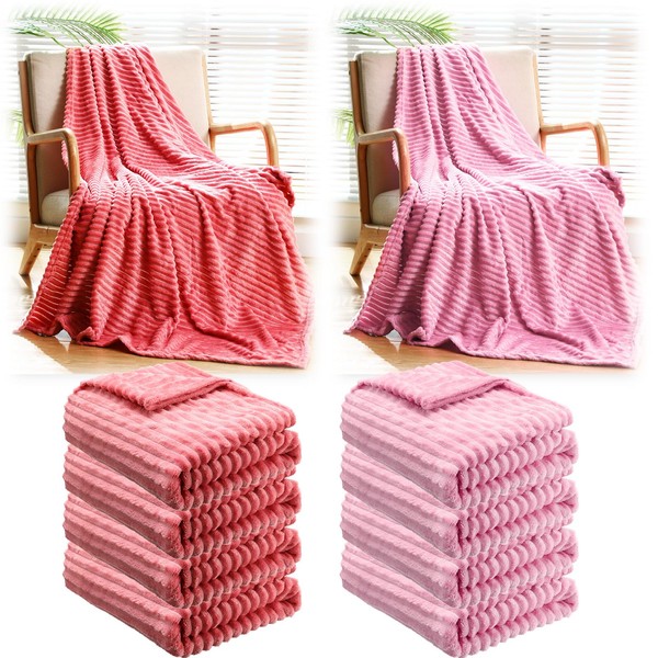 Buryeah 10 Pieces 50 x 60 Inches Fleece Throw Blanket