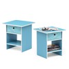FURINNO Bin Drawer Storage 2-Pack End Table Nightstand, Light Blue/Light