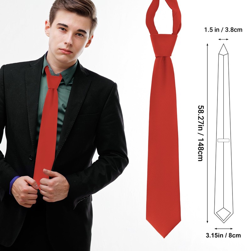 JUNMEISI Crimson Red Ties For Men Solid Pure Color Tie